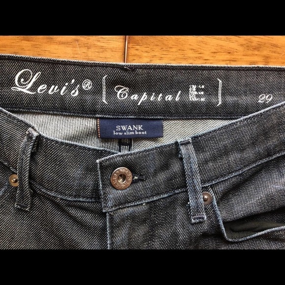 Levi’s Jeans Capital E SWANK Blue Black Size 29 Low Slim Boot Tall Y2K - Picture 3 of 12